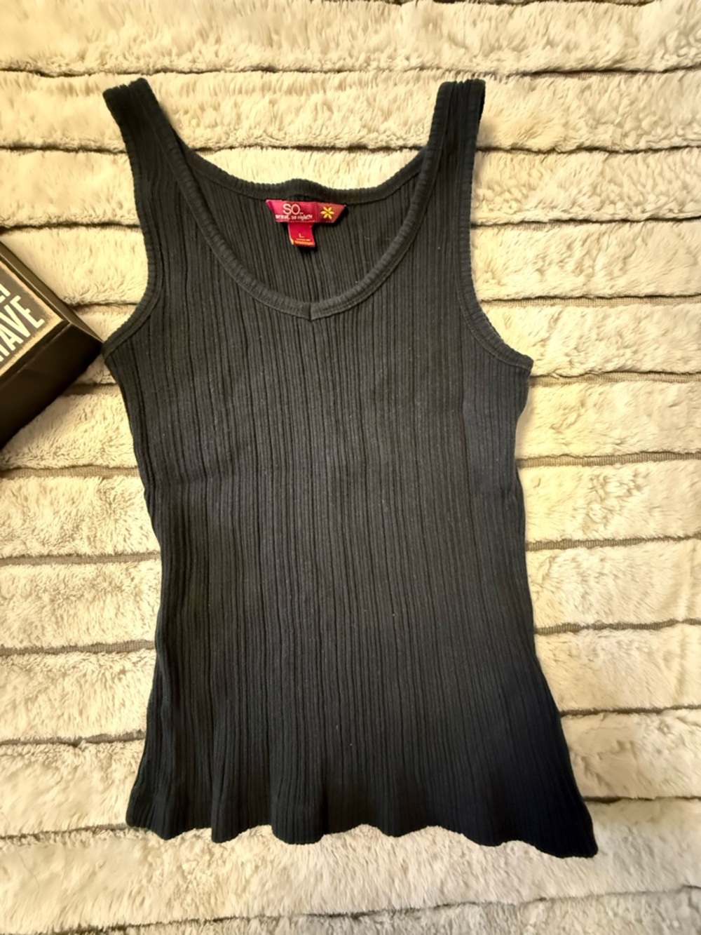 SO Black Ribbed Tank Top - Women's Sleeveless Knit